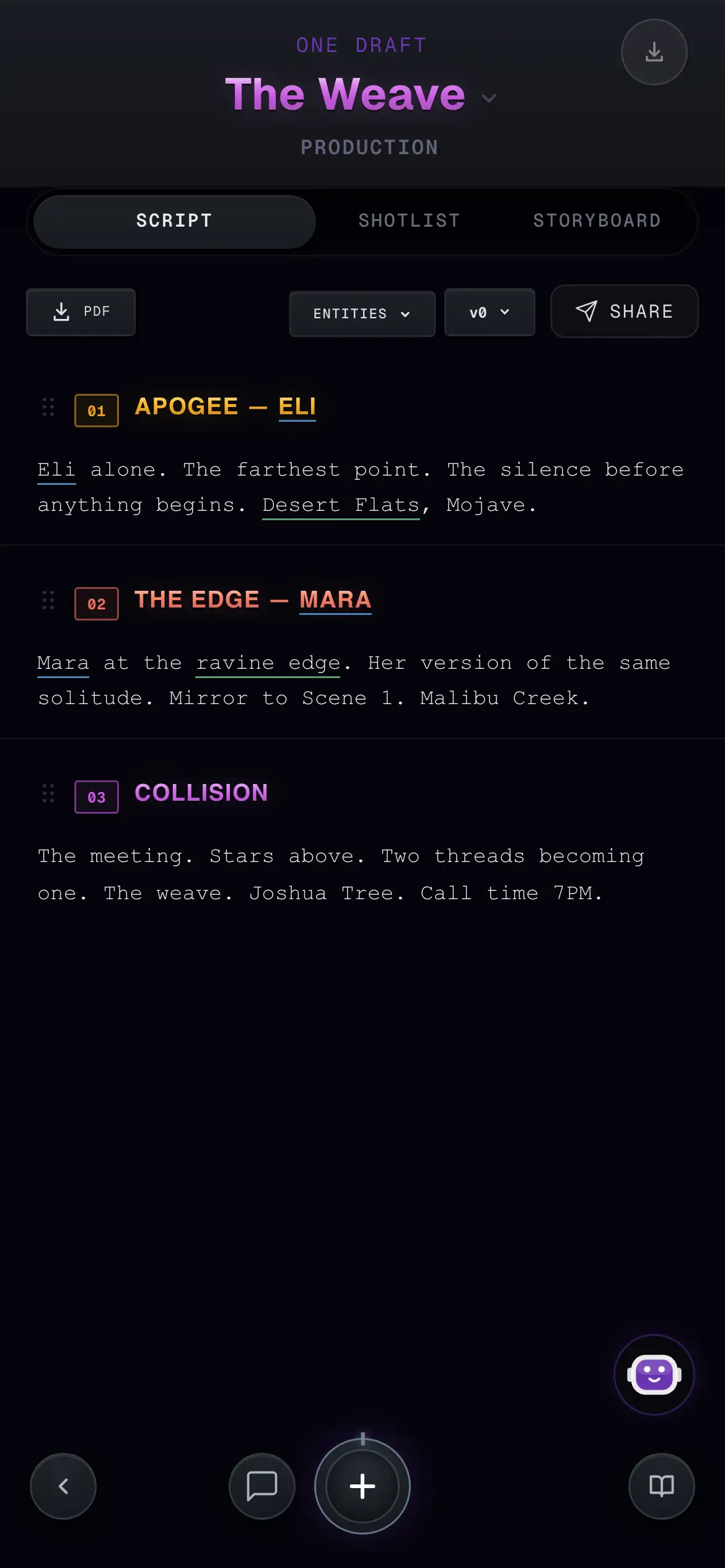 The Weave script in SceneMaker on mobile